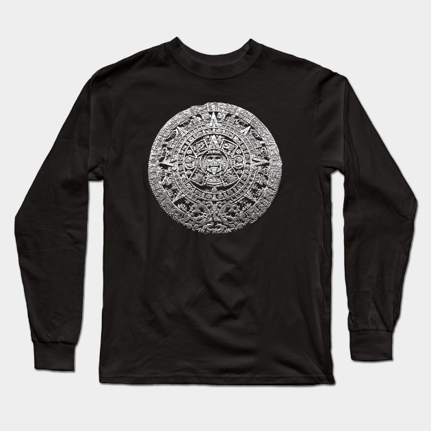 Aztec sun stone, Calendar, Mesoamerican culture Long Sleeve T-Shirt by StabbedHeart